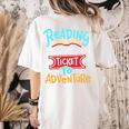 Reading Adventure Library Student Teacher Book Women's Comfort Colors T-Shirt Back Print Ivory Reading Adventure Library Student Teacher Book Women's Comfort Colors T-Shirt Back Print Ivory