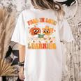 Retro Fall In Love With Learning Autumn Pumpkin Teachers Women's Comfort Colors T-Shirt Back Print Ivory