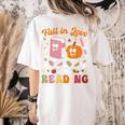 Retro Fall In Love With Learning Pumpkin Autumn Teacher Women's Comfort Colors T-Shirt Back Print Ivory