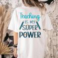 Retro Groovy Teaching Is My Super Power Teacher's Present Men Women Women's Comfort Colors T-Shirt Back Print Ivory Retro Groovy Teaching Is My Super Power Teacher's Present Men Women Women's Comfort Colors T-Shirt Back Print Ivory