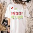 Santa's Favorite Pre-K Teacher Christmas Santa Hat Lights For Men Women Kids Women's Comfort Colors T-Shirt Back Print Ivory
