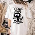 Science Teacher Appreciation Merch -Adults -Youth Grey Classic Fit Modern Science Theme Cartoon Women's Comfort Colors T-Shirt Back Print Ivory