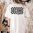 Second Grade Checkered Teacher 1st Day Back To School Women Women's Comfort Colors T-Shirt Back Print Ivory