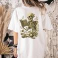Skeleton Book Floral Skull Halloween Teacher Costume Women's Comfort Colors T-Shirt Back Print Ivory Skeleton Book Floral Skull Halloween Teacher Costume Women's Comfort Colors T-Shirt Back Print Ivory