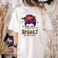 Spooky Paraprofessional Life Halloween Messy Bun Teacher For Men Women Women's Comfort Colors T-Shirt Back Print Ivory
