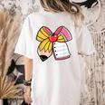 Student Teacher Coquette Bow Pencil Back To School First Day Women's Comfort Colors T-Shirt Back Print Ivory