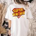 Super Teacher Superhero Back To School Teacher's Women's Comfort Colors T-Shirt Back Print Ivory