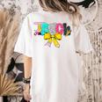 Teach Coquette Bow Teacher Back To School Happy First Day Women's Comfort Colors T-Shirt Back Print Ivory Teach Coquette Bow Teacher Back To School Happy First Day Women's Comfort Colors T-Shirt Back Print Ivory