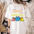I Teach Cutest Little Monsters Halloween Teacher Men Women Women's Comfort Colors T-Shirt Back Print Ivory