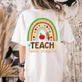 Teach Love Inspire Rainbow Leopard Cheetah Print Teacher Women's Comfort Colors T-Shirt Back Print Ivory