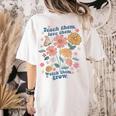Teach Them Love Them Watch Them Grow Retro Teacher Floral Women's Comfort Colors T-Shirt Back Print Ivory