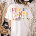 I Teach In My Pajamas Retro Groovy Teacher Humor Women's Comfort Colors T-Shirt Back Print Ivory