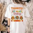Teach Thanksgiving Teacher Thankful For My 1st Grade Turkeys Women's Comfort Colors T-Shirt Back Print Ivory