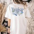 Teacher Blue Chinoiserie Coquette Bow Heart Teacher Life Women's Comfort Colors T-Shirt Back Print Ivory