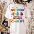 Teacher We Are Like a Box Of Crayons Back To School Women's Comfort Colors T-Shirt Back Print Ivory Teacher We Are Like a Box Of Crayons Back To School Women's Comfort Colors T-Shirt Back Print Ivory
