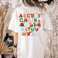 Teacher Christmas Alphabet Back To School Holiday Learning Women's Comfort Colors T-Shirt Back Print Ivory Teacher Christmas Alphabet Back To School Holiday Learning Women's Comfort Colors T-Shirt Back Print Ivory
