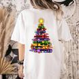 Teacher Crayon Christmas Tree Lights Student School Xmas Women's Comfort Colors T-Shirt Back Print Ivory