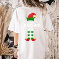 The Teacher Elf Family Matching Group Idea Christmas Women's Comfort Colors T-Shirt Back Print Ivory
