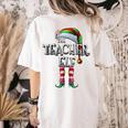 The Teacher Elf Shirt Matching Family Christmas Elf Men Women Kids Women's Comfort Colors T-Shirt Back Print Ivory