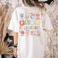 Teacher Groovy Play Is Learning Back To School Women's Comfort Colors T-Shirt Back Print Ivory