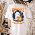 Teacher Halloween Ghost Reading Book Animal Boooks Are Women's Comfort Colors T-Shirt Back Print Ivory Teacher Halloween Ghost Reading Book Animal Boooks Are Women's Comfort Colors T-Shirt Back Print Ivory