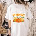 Teacher Halloween Pre-K Teacher Kindergarten Cutest Pumpkins Women's Comfort Colors T-Shirt Back Print Ivory Teacher Halloween Pre-K Teacher Kindergarten Cutest Pumpkins Women's Comfort Colors T-Shirt Back Print Ivory