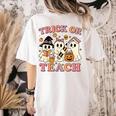 Teacher Halloween Trick Or Teach Cute Ghost Coffee Pumpkins Women's Comfort Colors T-Shirt Back Print Ivory