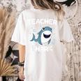 Teacher Shark Teaching Back To School Kindergarten Women's Comfort Colors T-Shirt Back Print Ivory