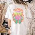 Teacher Teachers Love Brains Halloween Men Women Women's Comfort Colors T-Shirt Back Print Ivory