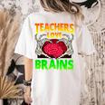 Teacher Teachers Love Brains Skeleton Hand Heart Halloween Women's Comfort Colors T-Shirt Back Print Ivory Teacher Teachers Love Brains Skeleton Hand Heart Halloween Women's Comfort Colors T-Shirt Back Print Ivory