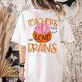 Teachers Love Brains Halloween T-Shirt For Men Women Women's Comfort Colors T-Shirt Back Print Ivory Teachers Love Brains Halloween T-Shirt For Men Women Women's Comfort Colors T-Shirt Back Print Ivory