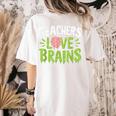 Teachers Love Brains Halloween Teacher Zombie Women's Comfort Colors T-Shirt Back Print Ivory Teachers Love Brains Halloween Teacher Zombie Women's Comfort Colors T-Shirt Back Print Ivory