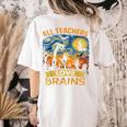All Teachers Love Brains Shirt Teacher Halloween Tee Women's Comfort Colors T-Shirt Back Print Ivory