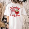 Teaching Is My Jam Cute Strawberry For Women Teachers Women's Comfort Colors T-Shirt Back Print Ivory