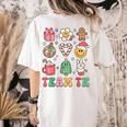 Team TK Teacher Christmas Groovy Smile Face Girl Boy Kid TK Women's Comfort Colors T-Shirt Back Print Ivory