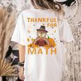 Thankful Math Turkey Teacher Happy Thanksgiving Women's Comfort Colors T-Shirt Back Print Ivory