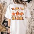 Thankful Teacher Retro Groovy Thanksgiving Fall Women Men Women's Comfort Colors T-Shirt Back Print Ivory Thankful Teacher Retro Groovy Thanksgiving Fall Women Men Women's Comfort Colors T-Shirt Back Print Ivory