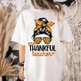 Thanksgiving Shirt Teacher Women Messy Bun Thankful Teacher Women's Comfort Colors T-Shirt Back Print Ivory Thanksgiving Shirt Teacher Women Messy Bun Thankful Teacher Women's Comfort Colors T-Shirt Back Print Ivory