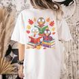 Thanksgiving Teacher Books Turkey Reading Book Women's Comfort Colors T-Shirt Back Print Ivory Thanksgiving Teacher Books Turkey Reading Book Women's Comfort Colors T-Shirt Back Print Ivory