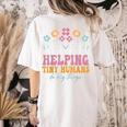 Tiny People Help Do Big Things Nursery Teacher Women's Comfort Colors T-Shirt Back Print Ivory
