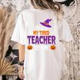 Tired Teacher Costume For Halloween Teachers Women's Comfort Colors T-Shirt Back Print Ivory