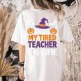Tired Teacher Costume For Humor Halloween Women's Comfort Colors T-Shirt Back Print Ivory Tired Teacher Costume For Humor Halloween Women's Comfort Colors T-Shirt Back Print Ivory