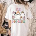 TK Boo Crew Retro Groovy Halloween Floral Ghost TK Teacher Women's Comfort Colors T-Shirt Back Print Ivory