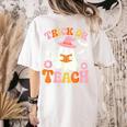 Trick Or Teach Cute Floral Ghost Teacher Halloween Costume Women's Comfort Colors T-Shirt Back Print Ivory Trick Or Teach Cute Floral Ghost Teacher Halloween Costume Women's Comfort Colors T-Shirt Back Print Ivory
