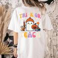 Trick Or Teach Ghost Teacher School Halloween Men Women Women's Comfort Colors T-Shirt Back Print Ivory Trick Or Teach Ghost Teacher School Halloween Men Women Women's Comfort Colors T-Shirt Back Print Ivory