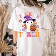 Trick Or Teach Groovy Teacher Ghost Halloween Teacher Women's Comfort Colors T-Shirt Back Print Ivory Trick Or Teach Groovy Teacher Ghost Halloween Teacher Women's Comfort Colors T-Shirt Back Print Ivory