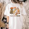 Trick Or Teach Groovy Teacher Halloween Floral Ghost Women's Comfort Colors T-Shirt Back Print Ivory Trick Or Teach Groovy Teacher Halloween Floral Ghost Women's Comfort Colors T-Shirt Back Print Ivory