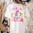 Trick Or Teach Halloween Teacher Floral Ghost Groovy Women's Comfort Colors T-Shirt Back Print Ivory Trick Or Teach Halloween Teacher Floral Ghost Groovy Women's Comfort Colors T-Shirt Back Print Ivory