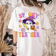 Trick Or Teach Spooky Teacher Ghost Halloween Teacher Women's Comfort Colors T-Shirt Back Print Ivory Trick Or Teach Spooky Teacher Ghost Halloween Teacher Women's Comfort Colors T-Shirt Back Print Ivory