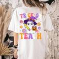 Trick Or Teach Teacher Ghost Teaching Fun Halloween Teacher Women's Comfort Colors T-Shirt Back Print Ivory Trick Or Teach Teacher Ghost Teaching Fun Halloween Teacher Women's Comfort Colors T-Shirt Back Print Ivory
